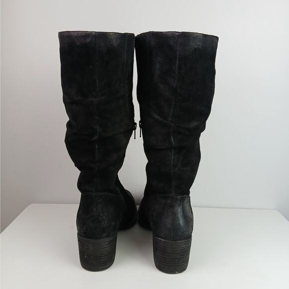 Born SZ 10M Doyle Black Suede Leather Distressed Slouch Boots - Picture 3 of 7